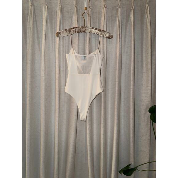 Princess Polly Cream White Mesh Strappy Camisole Bodysuit XS 0 One piece bridal - Picture 4 of 10